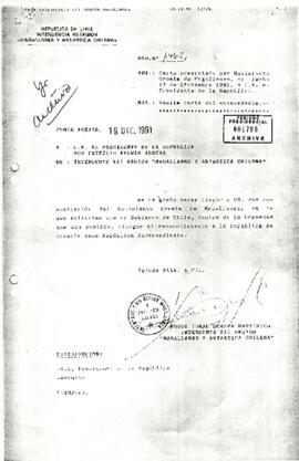 [Carta presentada por Movimiento de Croata de Magallanes en que solcita reconocimiento de la República de Croacia]