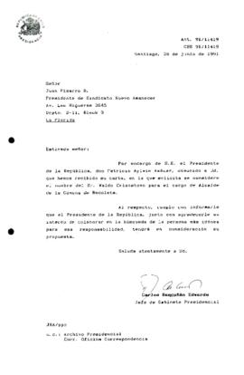 [Responde en relación a propuesta de nombre para cargo de Alcalde de Recoleta]
