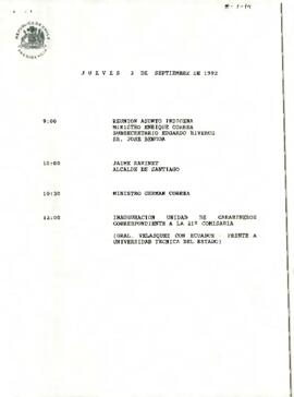 Programa Jueves 03 de Septiembre de 1992.