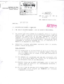 [Oficio Ord. N° 3487 de Ministro de Vivienda y Urbanismo, obras en Constitución]