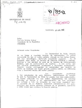 [Rector Univerdiad de Chile solicita uan clase magistral del Presidente con motivo de la inaguración de restauración de edifcio de Escuela de Administración Pública]