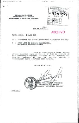 [Fax N° 63 de Intendente de Magallanes, remite copia de fax]