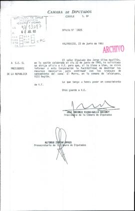 [Oficio N° 13825  de Cámara de Diputados, Diputado solicita destinar recursos para el saneamineto del canal El Morro en Talcahuano]