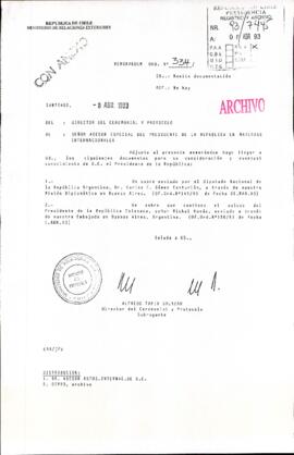 [Memorandum N° 334 de Director de Ceremonial y Protocolo (s), remite documentos]