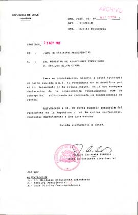 [Se adjunta solicitud de la YUGOSLAVENSKI DOM de Concepción, para que se reconozca la independencia de Crocia]