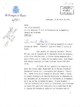 [Carta de solicitud de reunión con el Presidente de la República por parte de la Empresa Itsaskiak Navegantes Vascos S.A].