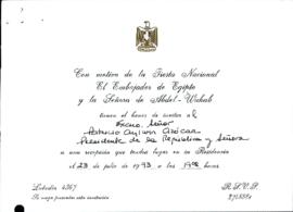 [Invitación del Embajador de Egipto en Chile a una recepción por el Día Nacional de Egipto]