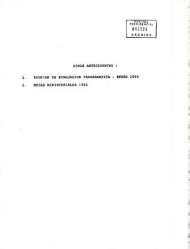 Otros Antecedentes - Reunión de de Evaluacion Programática enero 1992 - Metas Ministeriales 1992.