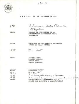 Programa Presidencial,  martes 29 de diciembre de 1992