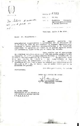 [Carta del presidente del Banco del Estado de Chile a para S.E El Presidente de la República ]