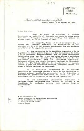 [Carta a Ministro Enrique Silva Cimma, del Gobierno Argentino]