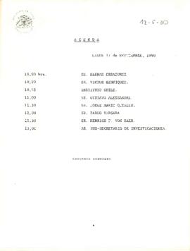 Agenda del 17 de Septiembre de 1990.
