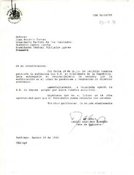 [Carta petición de audiencia con S.E. el Presidente de la República,  para entregarle reconocimie...
