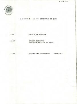 Programa Jueves 10 de Septiembre de 1992.