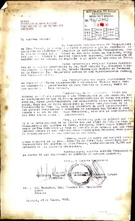 [Solicitud de intervención Presidencial por venta de acciones de Zofri]