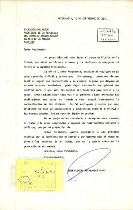 [Carta de Juan Recabarren, debido a su destitución del cargo de Alcalde de la ciudad de Antofagasta].