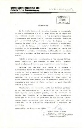 [Saludo de la Comisión Chilena de Derechos Humanos]