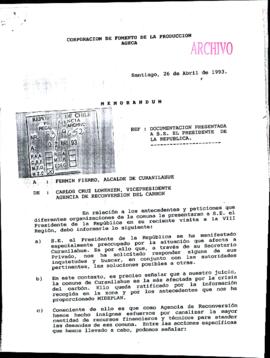 [Memorandum de Agencia Reconversión del Carbón a Alcalde de Curanilahue]