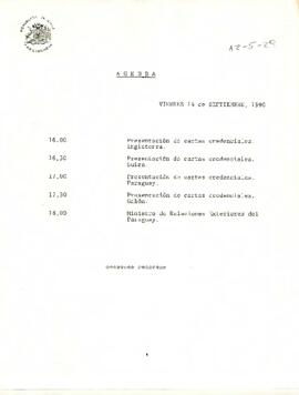 Agenda del 14 de Septiembre de 1990.