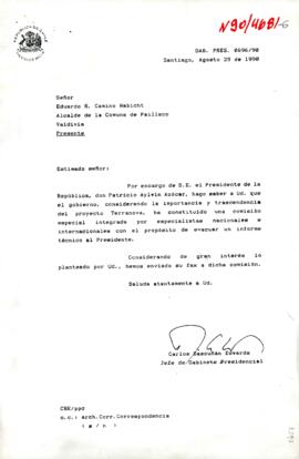 [Carta informando la consideración del Presidente respecto el "Proyecto Terranova"].