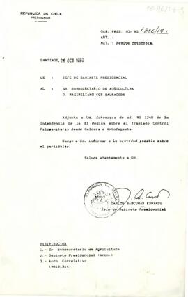 [Carta del Jefe de Gabinete Presidencial a Subsecretario de Agricultura, Maximiliano Cox]