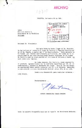 [Carta de renuncia del Sr. Arturo Norambuena a cargo en subsecretaría regional]