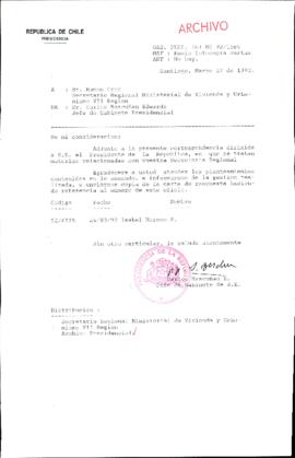[Carta del Jefe de Gabinete de la Presidencia a SEREMI de Vivienda VII Región]
