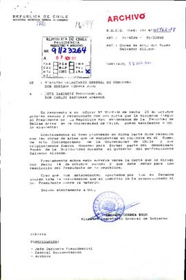 [Carta dirigida a Jefe de Gabinete sobre obras de arte del Museo Salvador Allende]