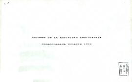 Resumen de la Actividad Legislativa desarrollada durante 1992