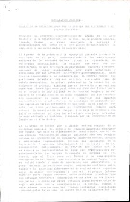 [Declaración Pública de Coalición de Organizaciones por la Defensa del Río Bío-Bío y el Pueblo Pehuenche]
