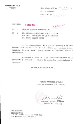 [Oficio Gab. Pres. N° 5773 de Jefe de Gabinete Presidencial, remite copia de carta que se indica]