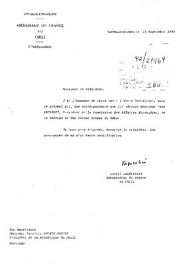 [Carta de Daniel Lequertier al Presidente de la República de Chile]
