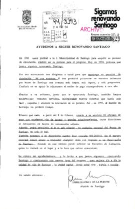 [Carta de la Municipalidad de Santiago para adquirir el permiso de circulación 1994]