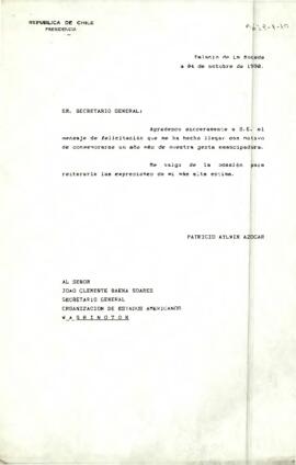 [Carta de S.E El Presidente de la República a Secretario General organización de Estados Americanos]