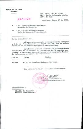 [Carta de Jefe de Gabinete de la Presidencia a Alcalde de Recoleta]