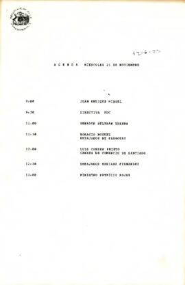 Agenda del 21 de Noviembre de 1990.