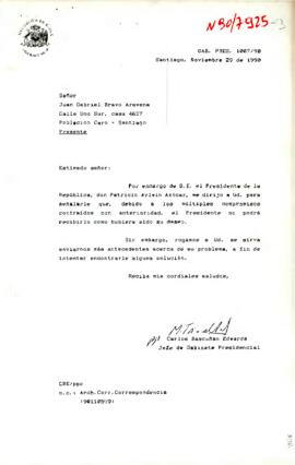 [Carta de Presidencia dirigida a Juan Bravo]
