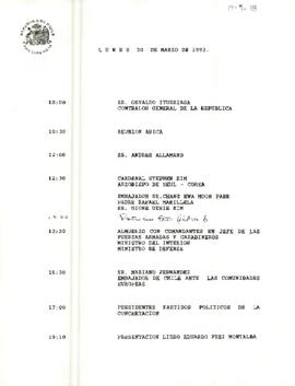 Programa Presidencial,  lunes 30 de marzo 1992