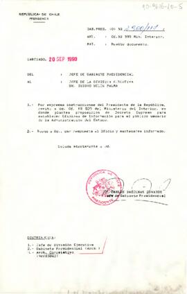 [Carta del Jefe de Gabinete Presidencial a Jefe de la División Ejecutiva, Isidro Solís]