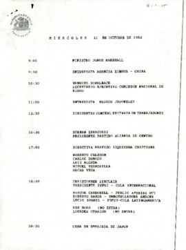 Programa Miércoles 21 de Octubre de 1992.