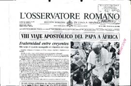 Recorte de Presa referente a VIII Viaje Apostólico del Papa a Africa
