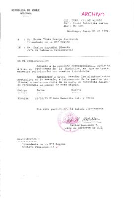 [Oficio  Gab. Pres. Ord. N° 0976 de Jefe de Gabinete Presidencial, remite copia de carta que se indica]