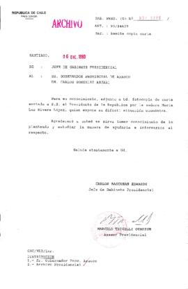 [Oficio Gab. Pres. Ord. N° 6269  de Jefe de Gabinete Presidencial, remite copia de carta que se indica]