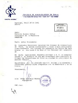 [Carta del Colegio de Kinesiólogos de Chile]