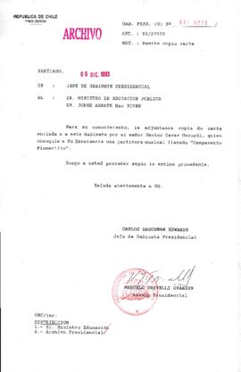 [Oficio Gab. Pres. Ord. N° 6273 de Jefe de Gabinete Presidencial, remite copia de carta que se indica]
