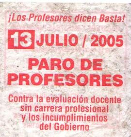 ¡Los profesores dicen basta! 13 de Julio 2005 Paro de Profesores