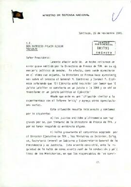 [Carta de Patricio Rojas al Presidente Patricio Aylwin Azócar]
