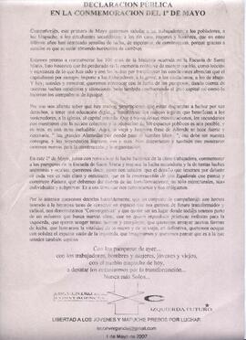 Declaración Pública en la conmemoración del 1° de Mayo