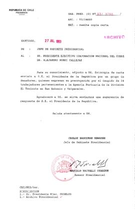 [Oficio Gab. Pres. Ord. N° 3760 de  Jefe de Gabinete Presidencial, remite copia de carta que se indica]