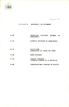 Agenda del Miércoles 05 de Diciembre de 1990.